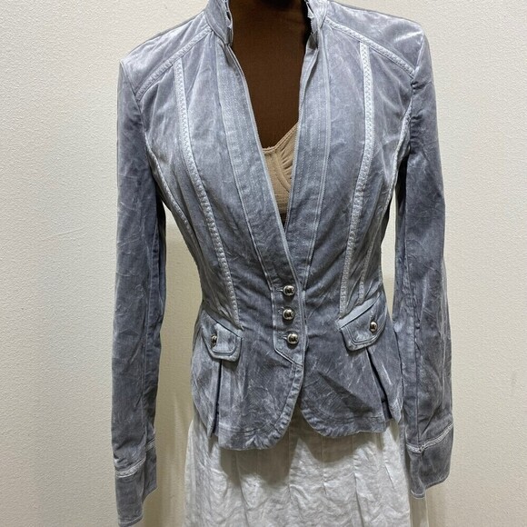 White House Black Market Gray Utility Jacket Size 6 Small Tears to Sleeve Area - Picture 1 of 12